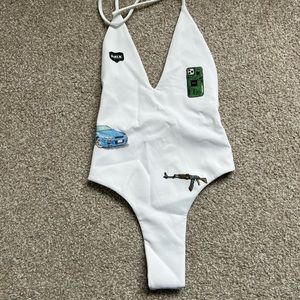 Prix White Halter Bathing Suit XS
